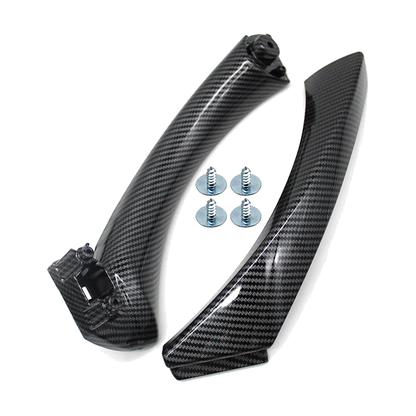 Carbon fiber look left door pull handle kit with inner handle, cover and screws for BMW E90 / E91 / E92