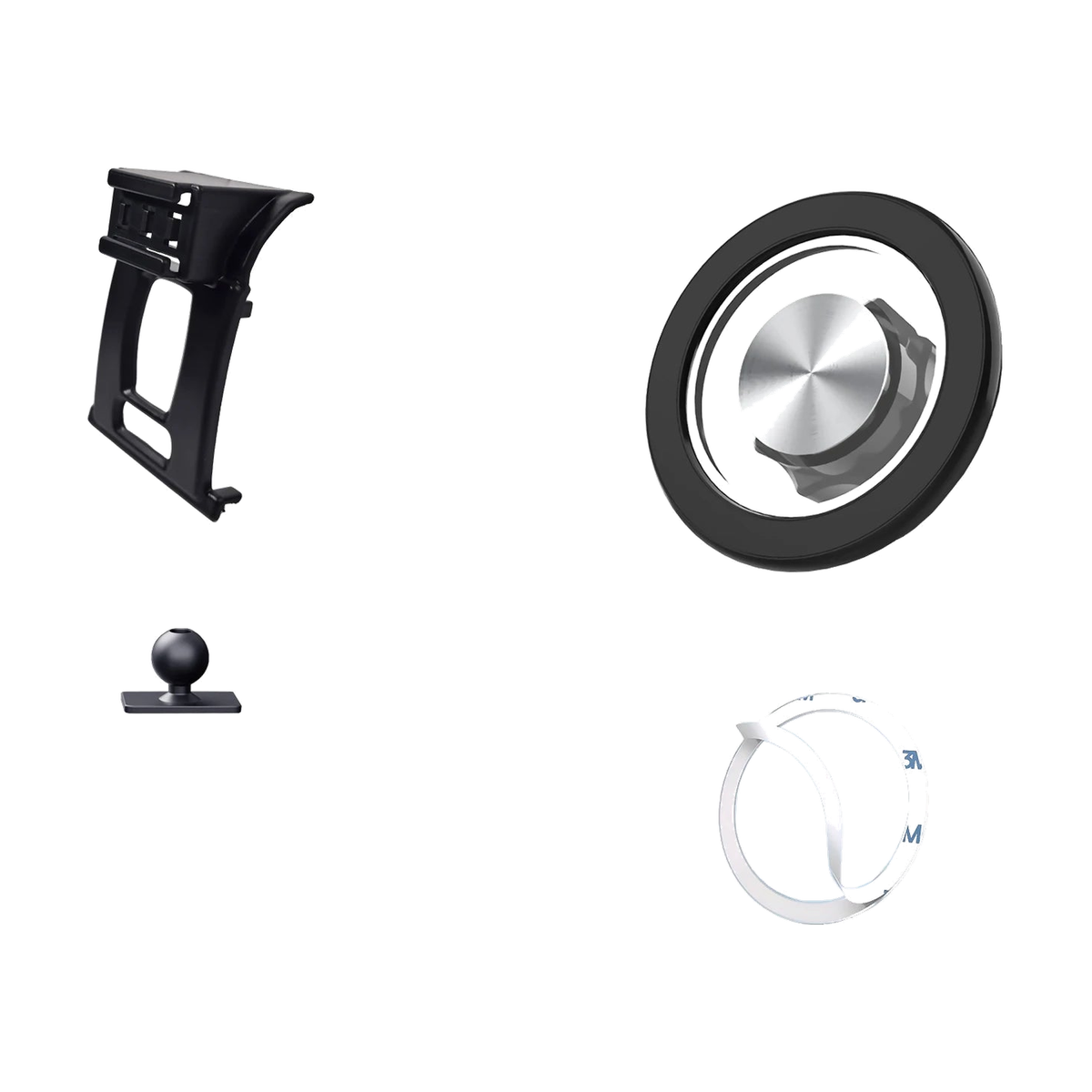 Black dash bracket, ball mount, magnetic phone holder and adhesive ring kit for BMW F30 / F31