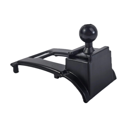 Black dash bracket with ball head attached, angled view, for BMW F30 / F31