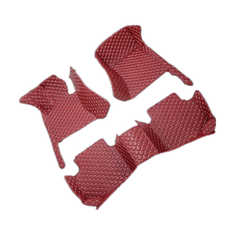 Claret red custom faux leather floor mat set, product view, for BMW 4 Series F32 / G22