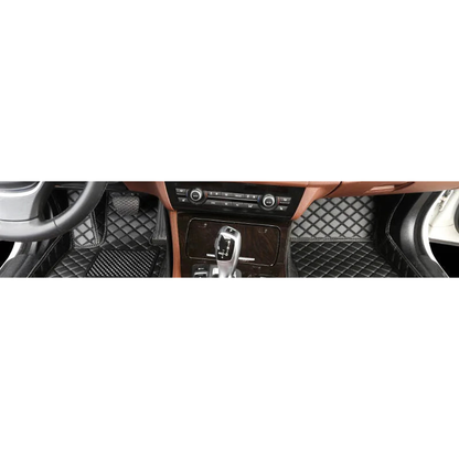 All black custom faux leather front floor mats fitted in a BMW 4 Series F32 / G22