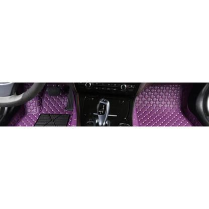 Purple custom faux leather front floor mats fitted in a BMW 4 Series F32 / G22
