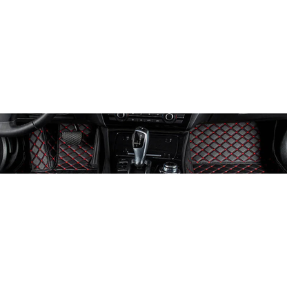 Black front floor mats with red stitching fitted in a BMW 4 Series F32 / G22