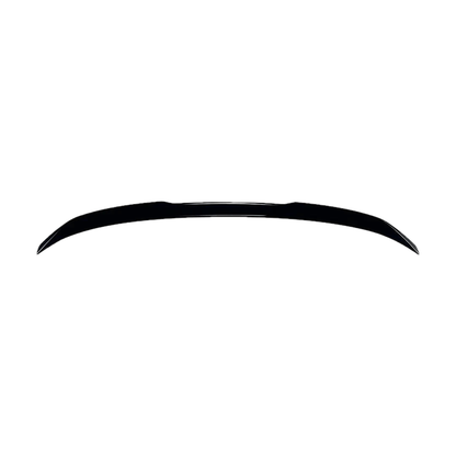 Gloss black MP-style trunk lid spoiler for BMW 2 Series F74 (2024+), rear angle view