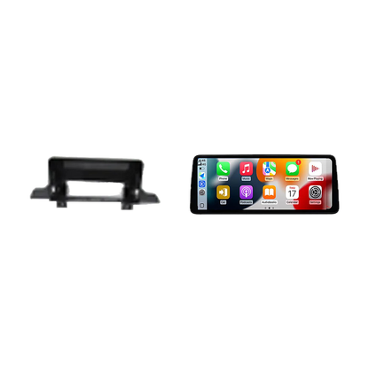 Android head unit and mount bracket showing Apple CarPlay app icons for BMW X3 G01 / X4 G02 NBT EVO 2018 to 2022