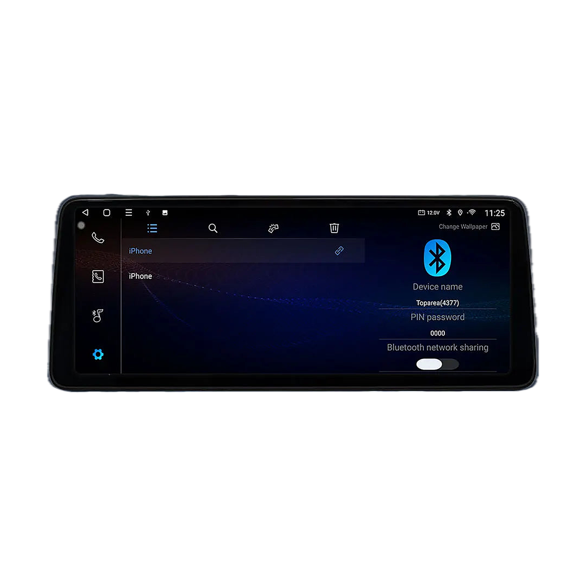 Android head unit screen showing Bluetooth pairing menu for BMW X3 G01 / X4 G02 NBT EVO 2018 to 2022, side angle