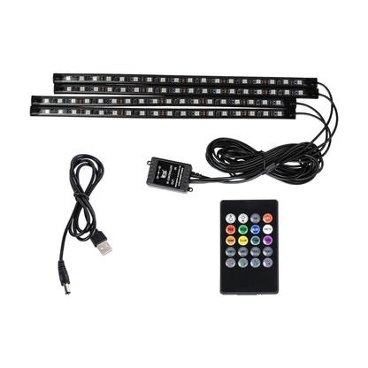 72 LED footwell ambient light strips with USB power and remote control for BMW