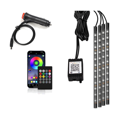 48 LED footwell ambient light strips, cigarette lighter powered with app and remote control for BMW