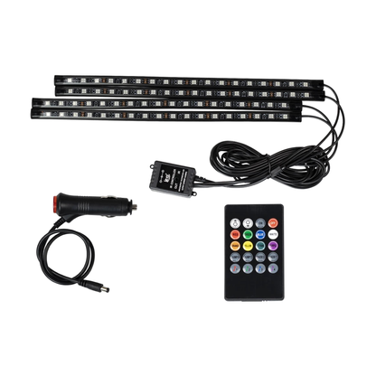 72 LED footwell ambient light strips with cigarette lighter power and remote control for BMW