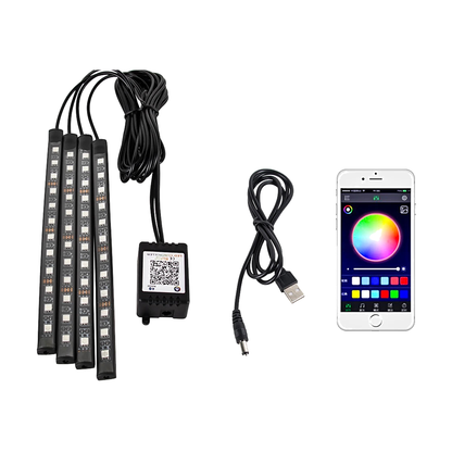 48 LED footwell ambient light strips with app control and USB plug for BMW