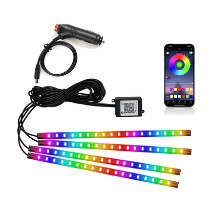 72 LED dream color footwell ambient light strips, app control only, cigarette lighter powered for BMW