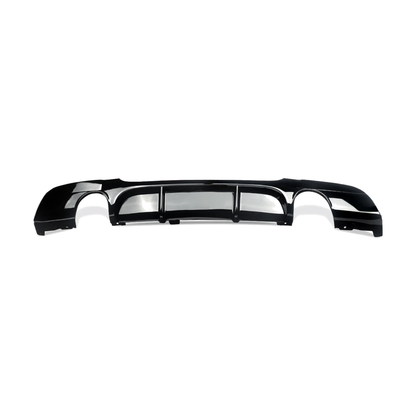 Gloss black performance-style rear diffuser for BMW 3 Series E90, E91 M Sport (2005-2012), front view