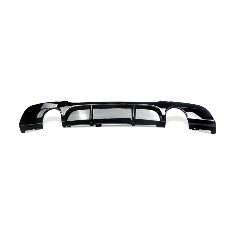 Gloss black performance-style rear diffuser for BMW 3 Series E90, E91 M Sport (2005-2012), front view