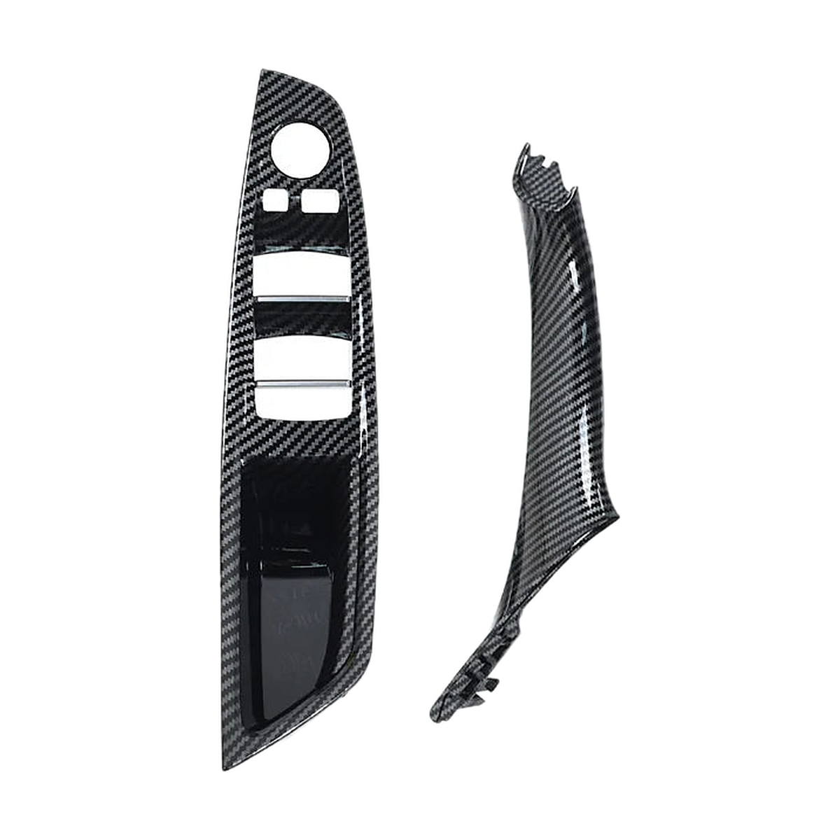 Carbon fiber look 2 piece front set, driver armrest panel and pull handle, for BMW 5 Series F10 / F11 / F18 LHD