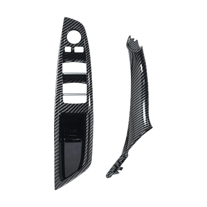 Carbon fiber look 2 piece front set, driver armrest panel and pull handle, for BMW 5 Series F10 / F11 / F18 LHD