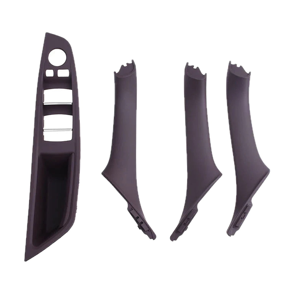 Mocha 4 piece armrest panel and pull handle set, front view, for BMW 5 Series F10 / F11 / F18 LHD