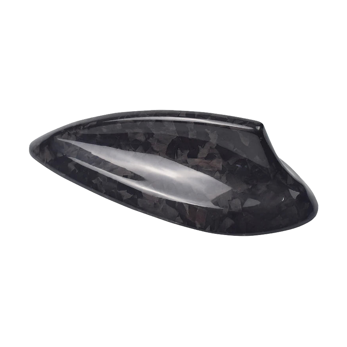 Forged carbon fiber shark fin antenna cover, angled view, for BMW F22/F30/F32/F34/F36/F80/F82/F87/G11/G12/G20/G30