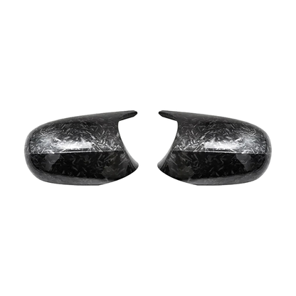 Forged carbon look mirror caps pair, style 2, for BMW 1/3 Series E81, E87, E90, E92 (2004-2013)