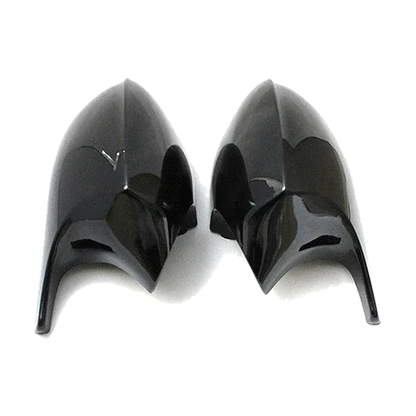 Gloss black mirror caps pair, style 2, for BMW 1/3 Series E81, E87, E90, E92 (2004-2013)