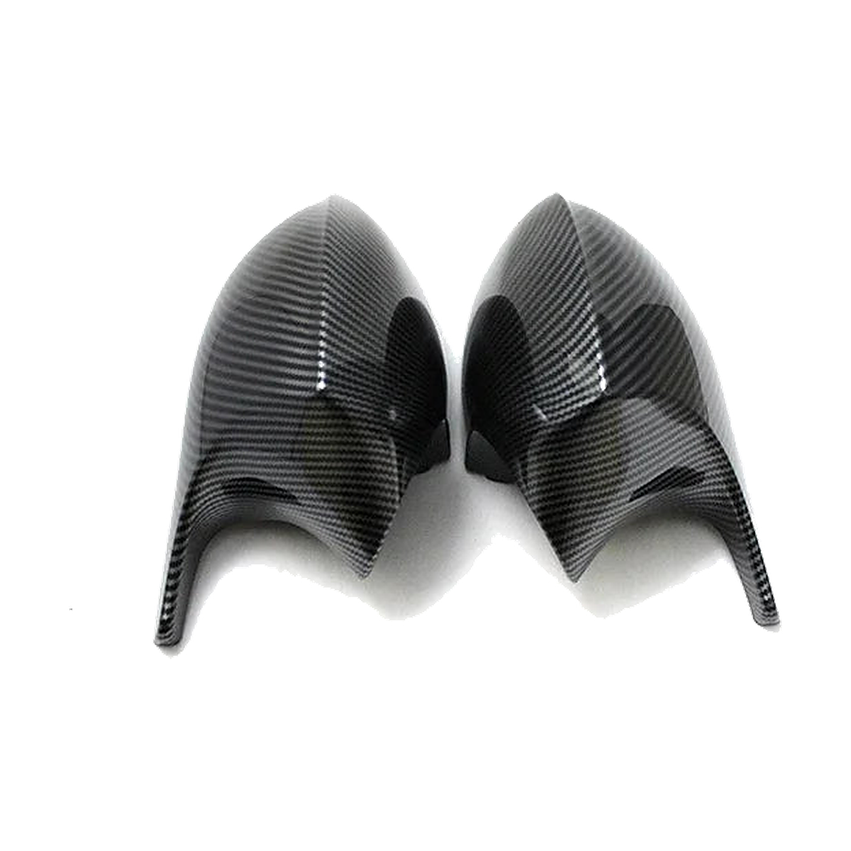 Carbon fiber look mirror caps pair, style 2, for BMW 1/3 Series E81, E87, E90, E92 (2004-2013)
