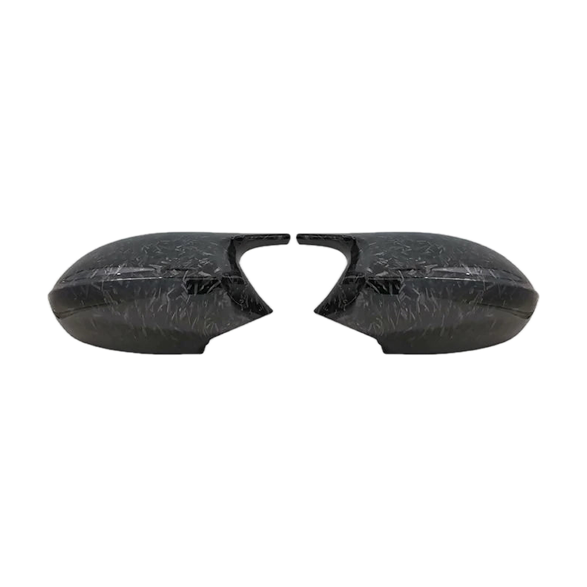 Forged carbon look wing mirror cover pair, version 2 finish, for BMW 1/3 Series E87, E90, E91, E92, E93
