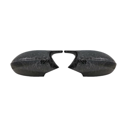 Forged carbon look wing mirror cover pair, version 2 finish, for BMW 1/3 Series E87, E90, E91, E92, E93