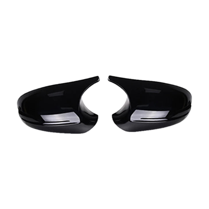 Gloss black wing mirror cover pair, version 2 finish, for BMW 1/3 Series E87, E90, E91, E92, E93