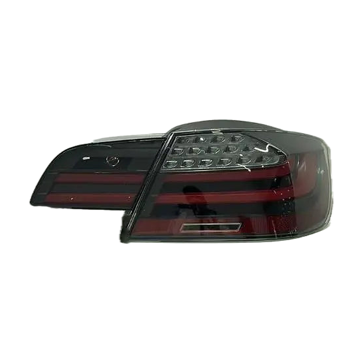 Smoked LED tail light pair, front view, for BMW 3 Series E92 Coupé (2006-2013)