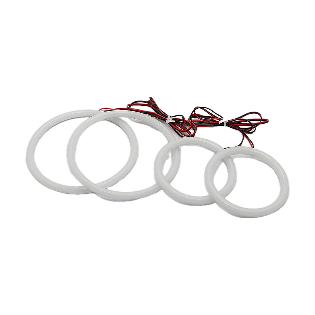 White LED angel eye halo ring kit, four round rings in two sizes with wiring, for BMW 3 Series E46 Coupe (1998-2006)