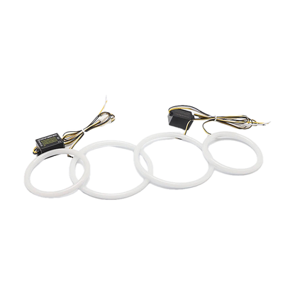 White and yellow switchback halo kit, four round rings with two control modules, for BMW 3 Series E46 Coupe (1998-2006)