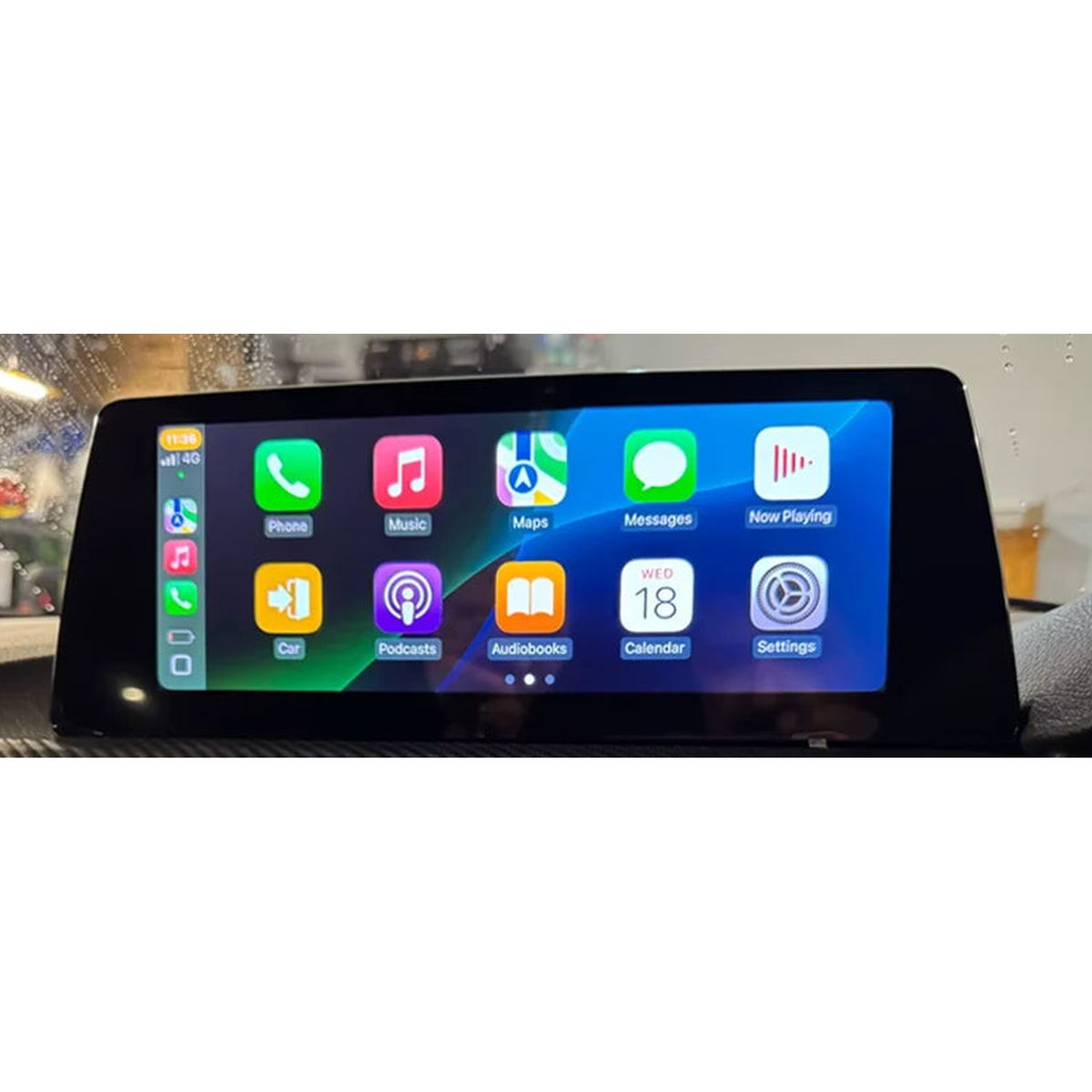 10.25 inch Android screen fitted in a BMW F30 dash, showing the CarPlay home screen, for BMW F20 / F30 / F32 NBT or EVO