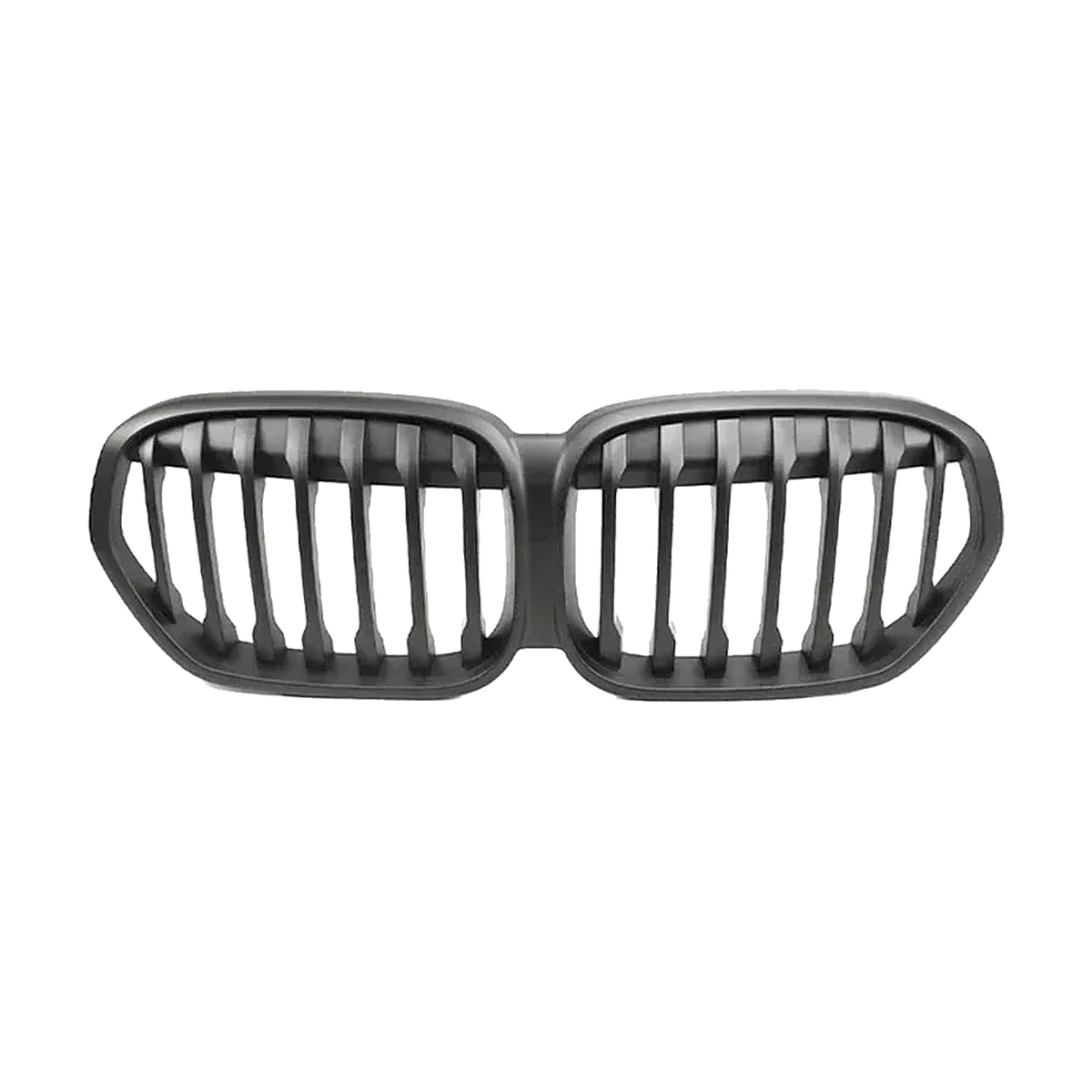 Single line kidney grille pair, matte black, front view, for BMW X1 F48 LCI (2019-2022)