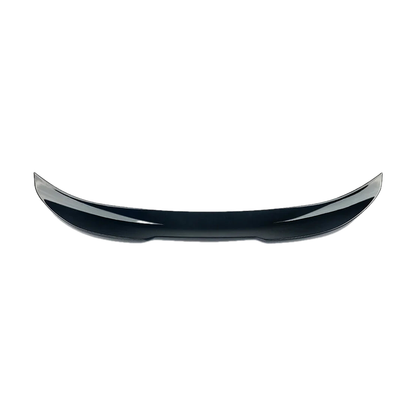 PSM style glossy black trunk spoiler, front view, for BMW F22 / F87 M2 (2014-2020)