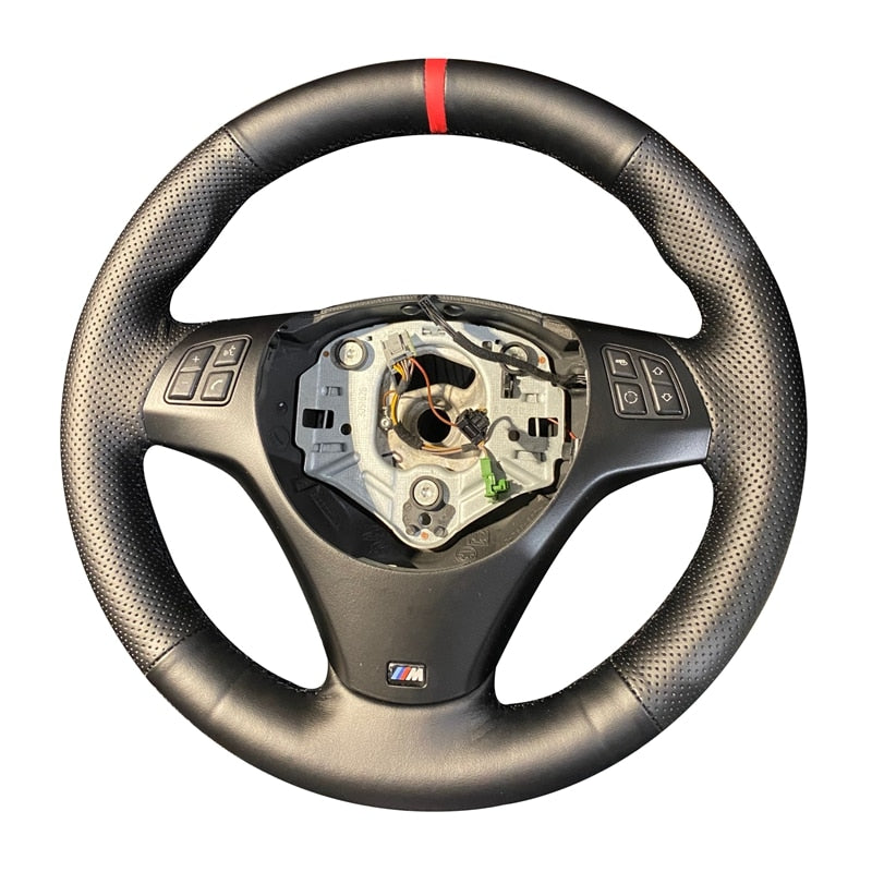 Stitch-on steering wheel cover for BMW E90 M Sport wheel